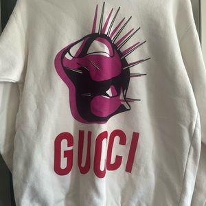 Gucci White and Pink Graphic Sweater